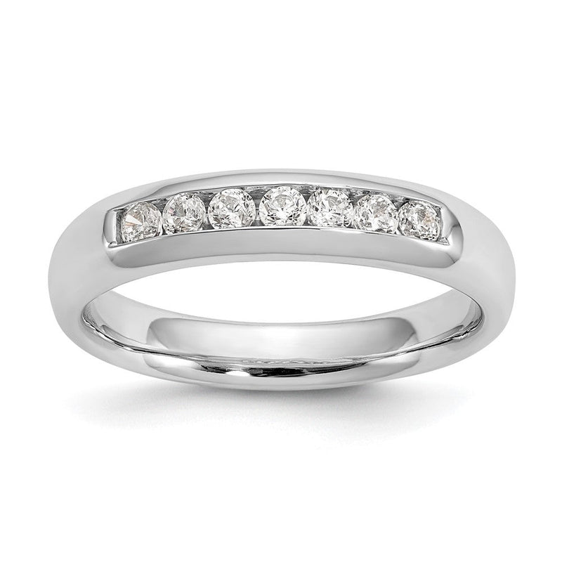 14K Weißgold Ehering mit 7 Diamanten in Kanalfassung