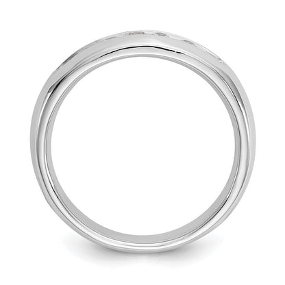 14K Weißgold Ehering mit 7 Diamanten in Kanalfassung