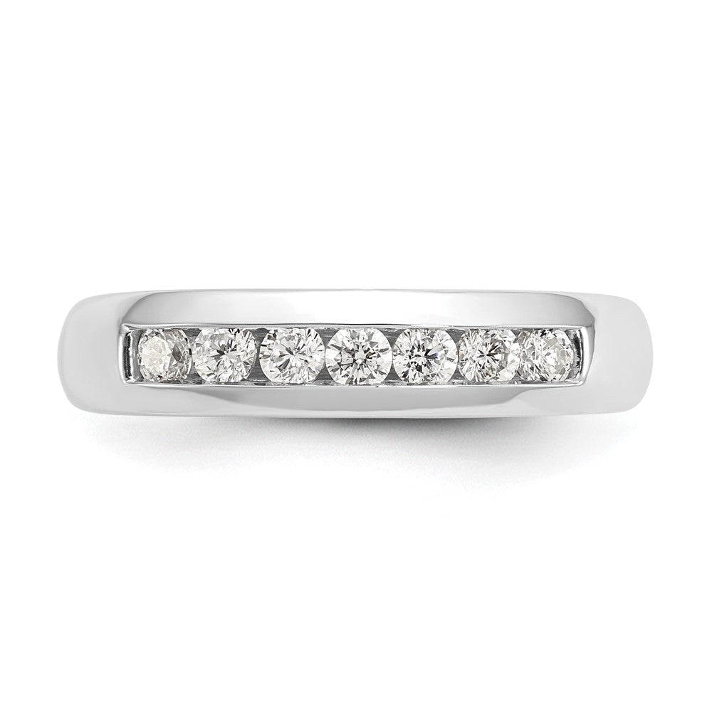 14K Weißgold Ehering mit 7 Diamanten in Kanalfassung