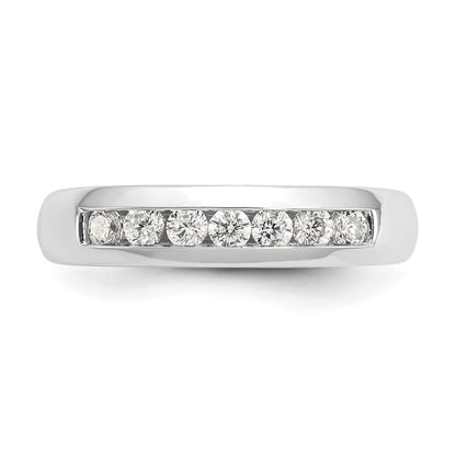14K Weißgold Ehering mit 7 Diamanten in Kanalfassung