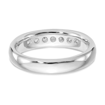 14K Weißgold Ehering mit 7 Diamanten in Kanalfassung