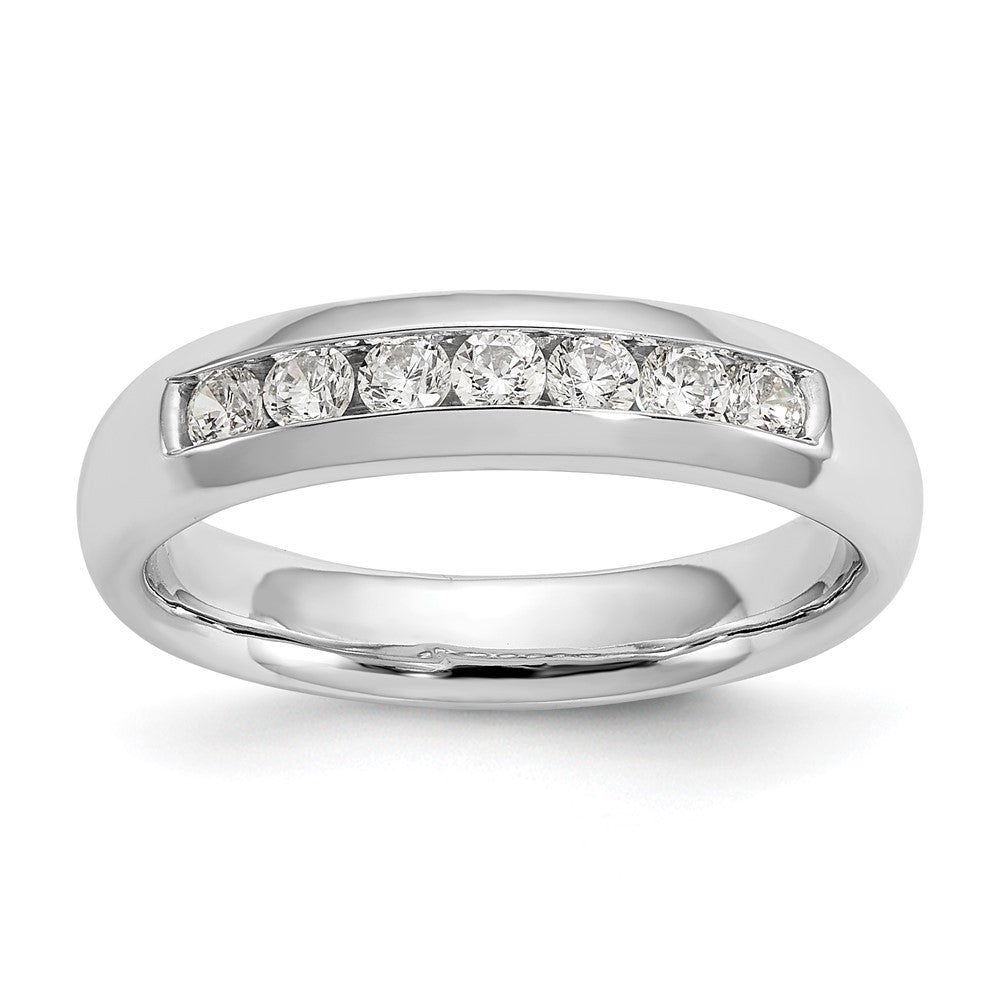 14K Weißgold Ehering mit 7 Diamanten in Kanalfassung