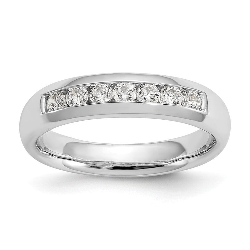 14K Weißgold Ehering mit 7 Diamanten in Kanalfassung