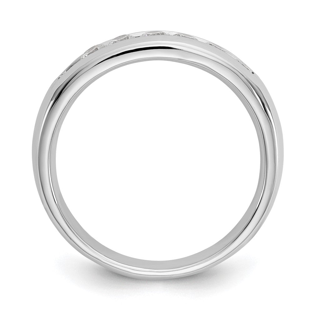 14K Weißgold Ehering mit 7 Diamanten in Kanalfassung