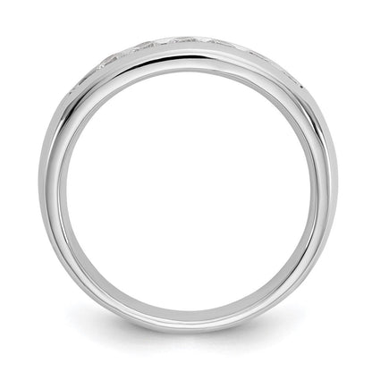 14K Weißgold Ehering mit 7 Diamanten in Kanalfassung