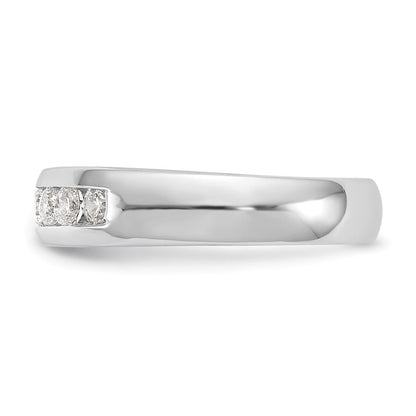 14K Weißgold Ehering mit 7 Diamanten in Kanalfassung