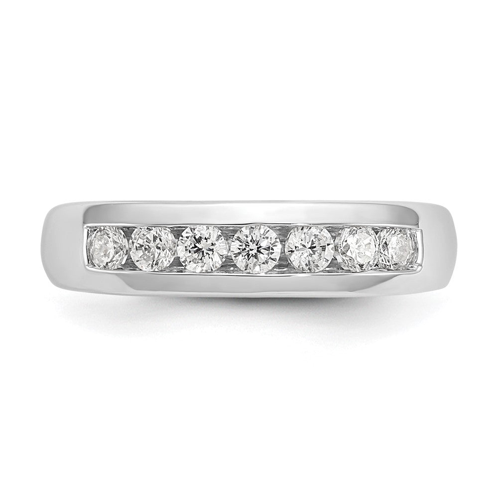 14K Weißgold Ehering mit 7 Diamanten in Kanalfassung