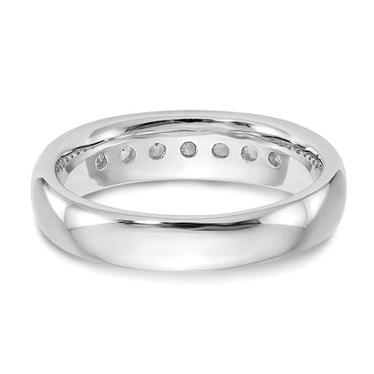 14K Weißgold Ehering mit 7 Diamanten in Kanalfassung