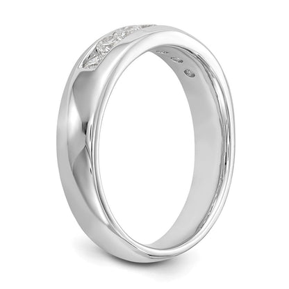 14K Weißgold Ehering mit 7 Diamanten in Kanalfassung