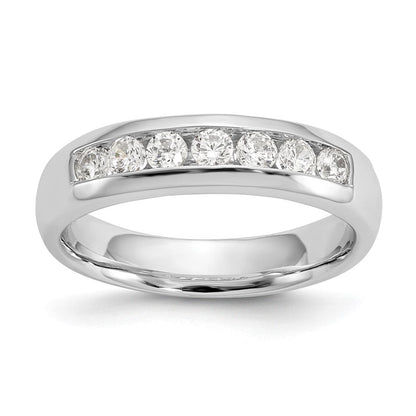 14K Weißgold Ehering mit 7 Diamanten in Kanalfassung