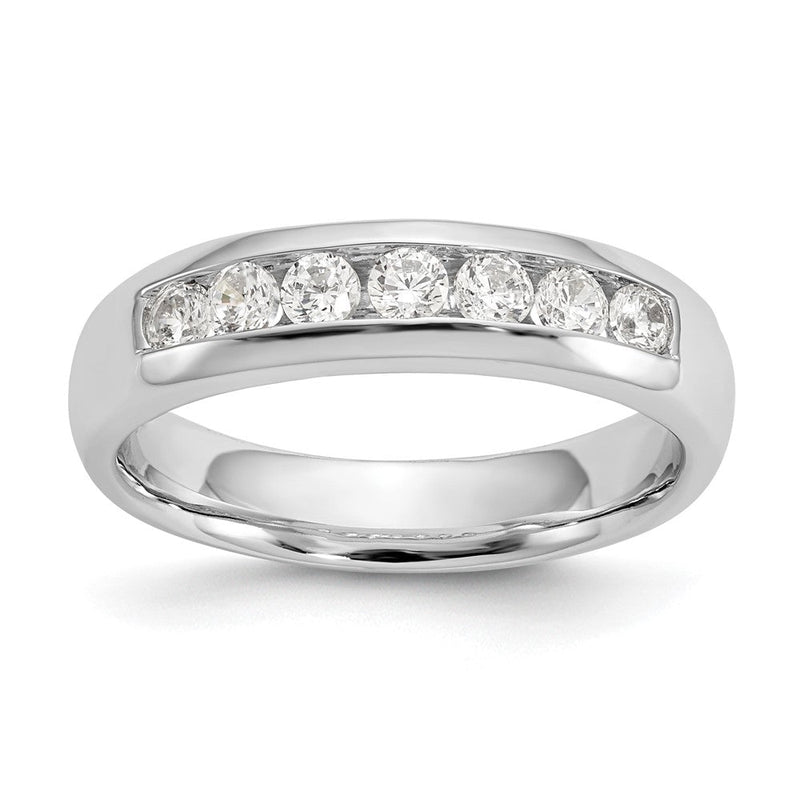 14K Weißgold Ehering mit 7 Diamanten in Kanalfassung