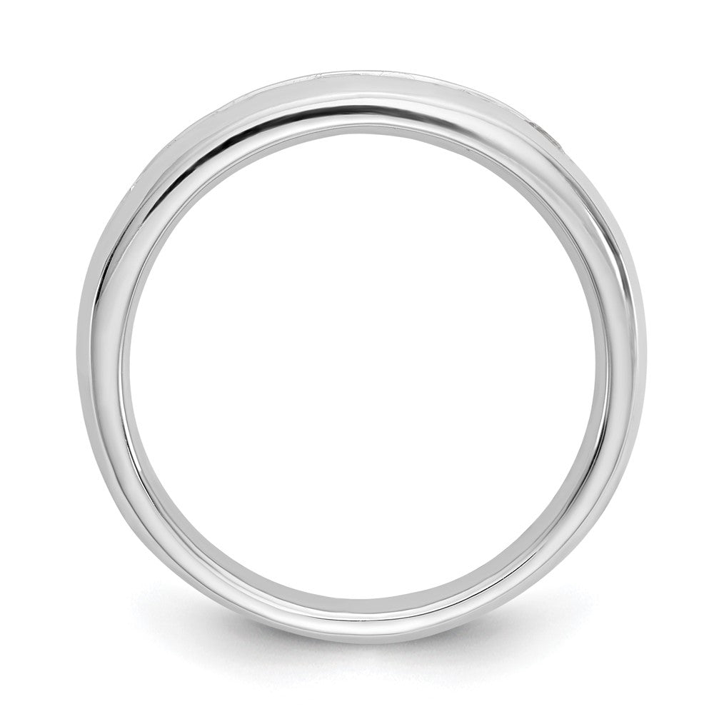 14K Weißgold Ehering mit 7 Diamanten in Kanalfassung