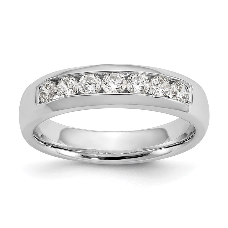 14K Weißgold Ehering mit 7 Diamanten in Kanalfassung