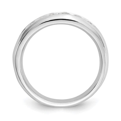 14K Weißgold Ehering mit 7 Diamanten in Kanalfassung