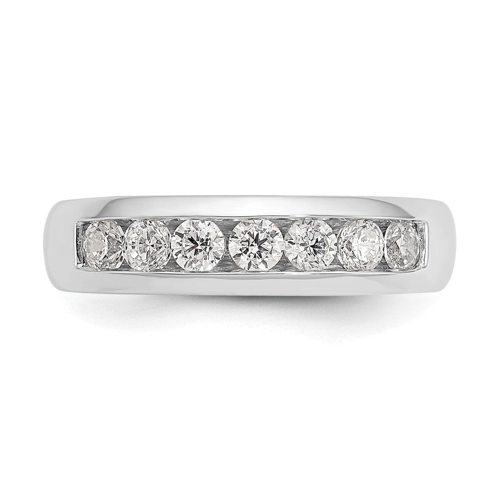 14K Weißgold Ehering mit 7 Diamanten in Kanalfassung