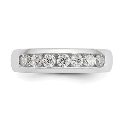14K Weißgold Ehering mit 7 Diamanten in Kanalfassung