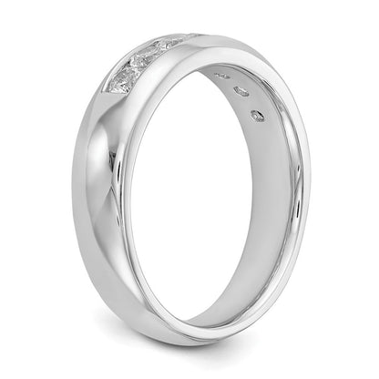 14K Weißgold Ehering mit 7 Diamanten in Kanalfassung