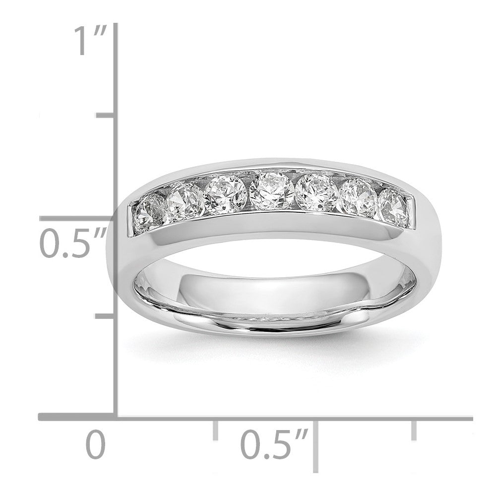 14K Weißgold Ehering mit 7 Diamanten in Kanalfassung