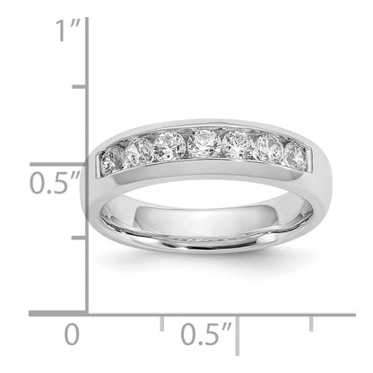 14K Weißgold Ehering mit 7 Diamanten in Kanalfassung