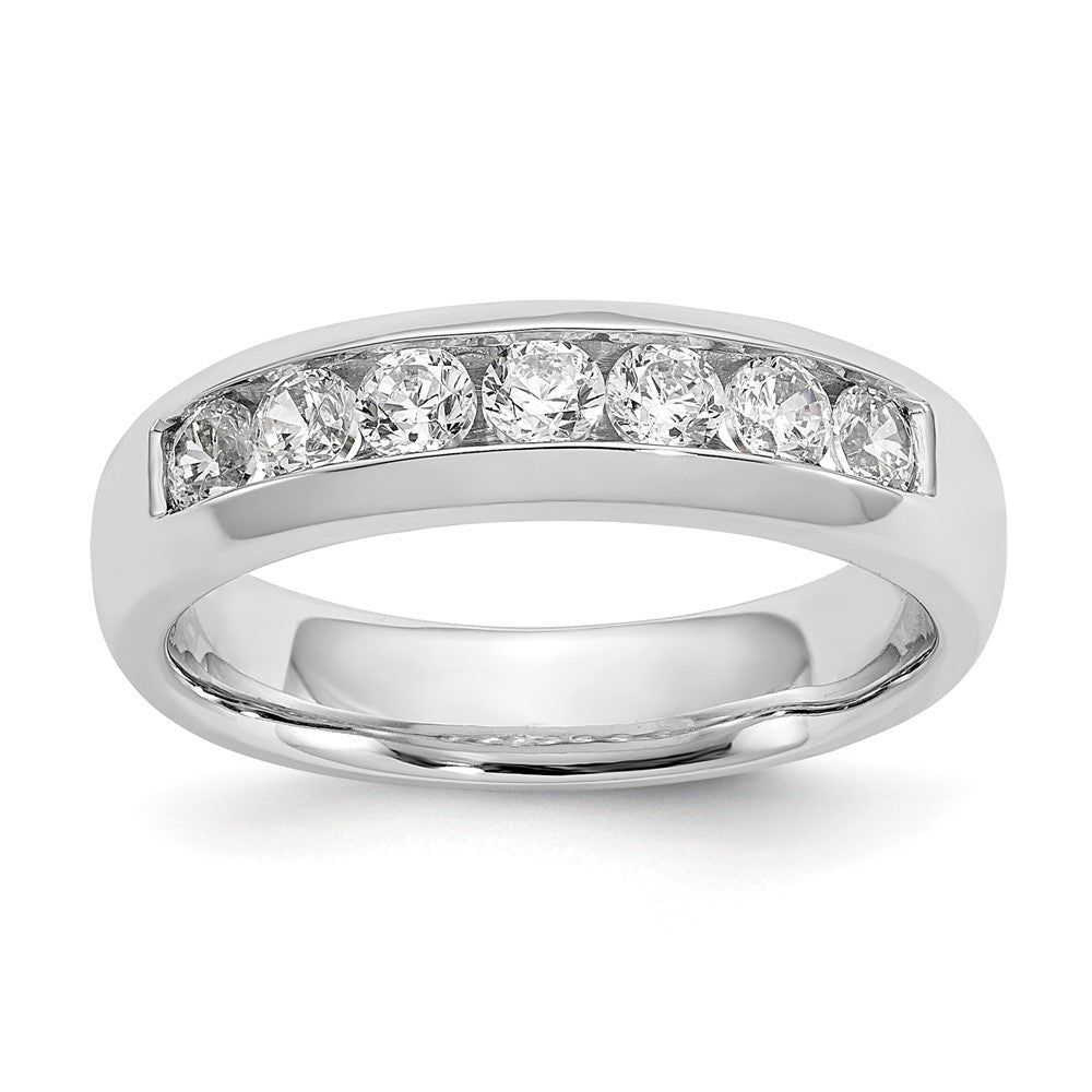 14K Weißgold Ehering mit 7 Diamanten in Kanalfassung