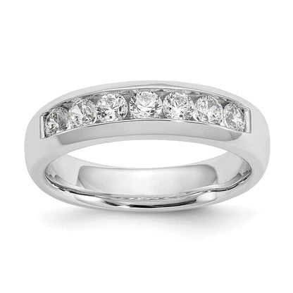 14K Weißgold Ehering mit 7 Diamanten in Kanalfassung