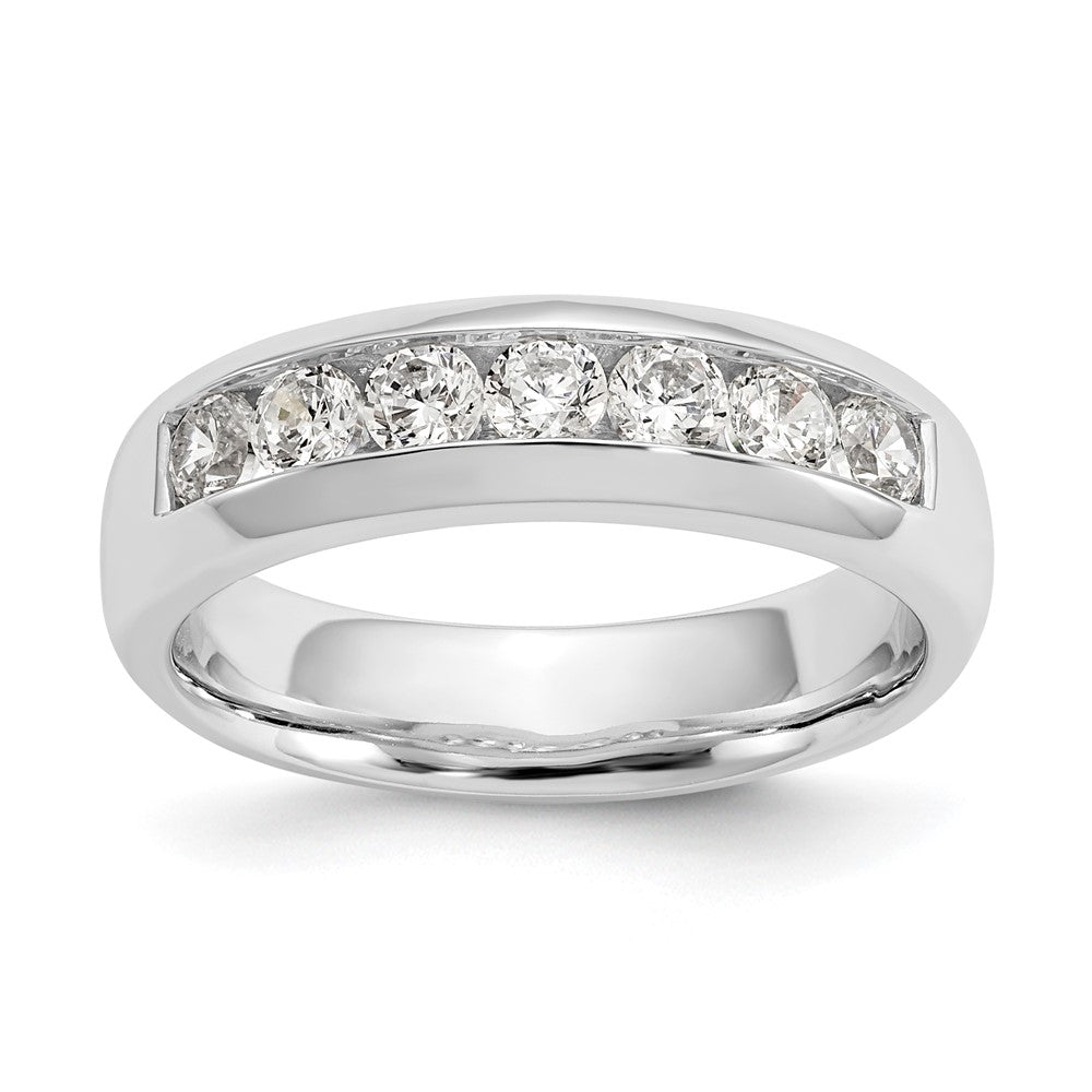 Ehering aus 14K Weißgold mit 7 kanalgefassten Diamanten