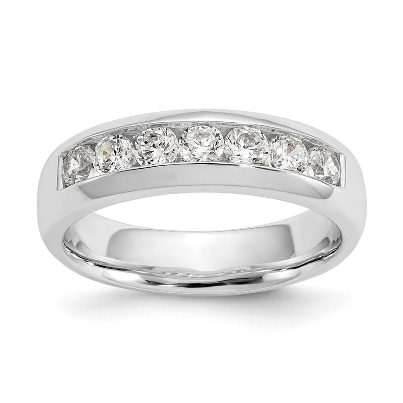 Ehering aus 14K Weißgold mit 7 kanalgefassten Diamanten