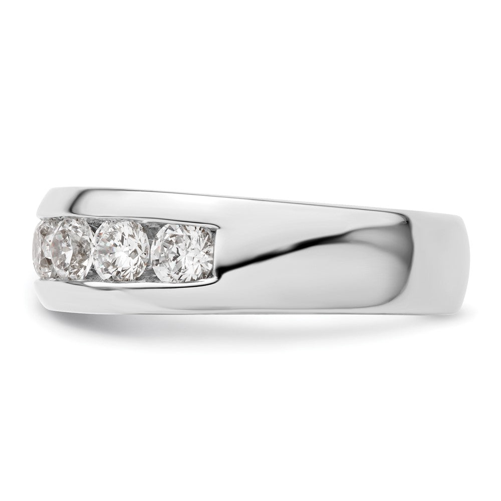 14K Weißgold Diamant-Ehering mit 7 Steinen in Kanalfassung