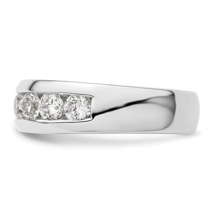 14K Weißgold Diamant-Ehering mit 7 Steinen in Kanalfassung