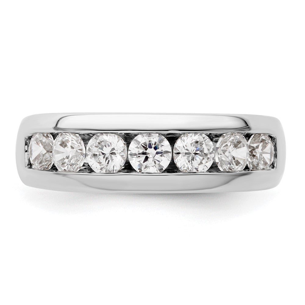 14K Weißgold Diamant-Ehering mit 7 Steinen in Kanalfassung