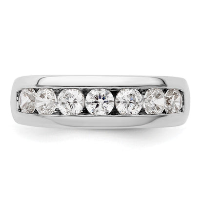 14K Weißgold Diamant-Ehering mit 7 Steinen in Kanalfassung