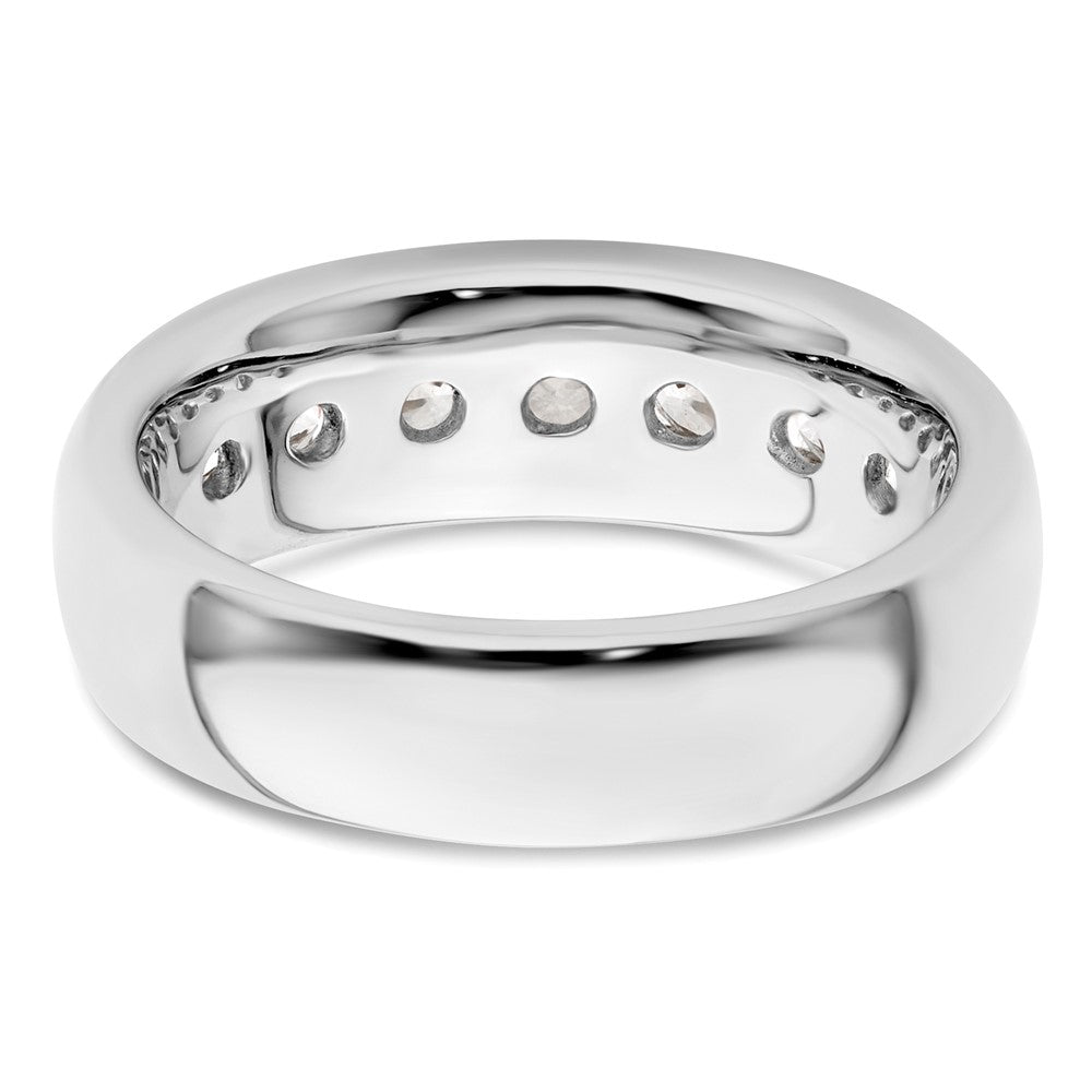 14K Weißgold Diamant-Ehering mit 7 Steinen in Kanalfassung