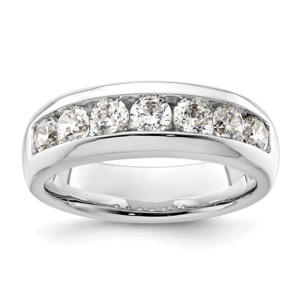 14K Weißgold Diamant-Ehering mit 7 Steinen in Kanalfassung