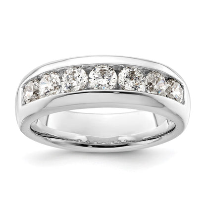 14K Weißgold Diamant-Ehering mit 7 Steinen in Kanalfassung