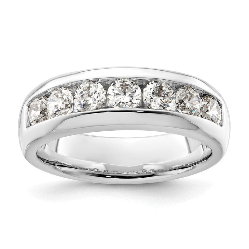 14K Weißgold Diamant-Ehering mit 7 Steinen in Kanalfassung