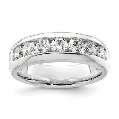 14K Weißgold 7 Stein 1 Karat Rund Diamant Komplett Kanalfassung Ring