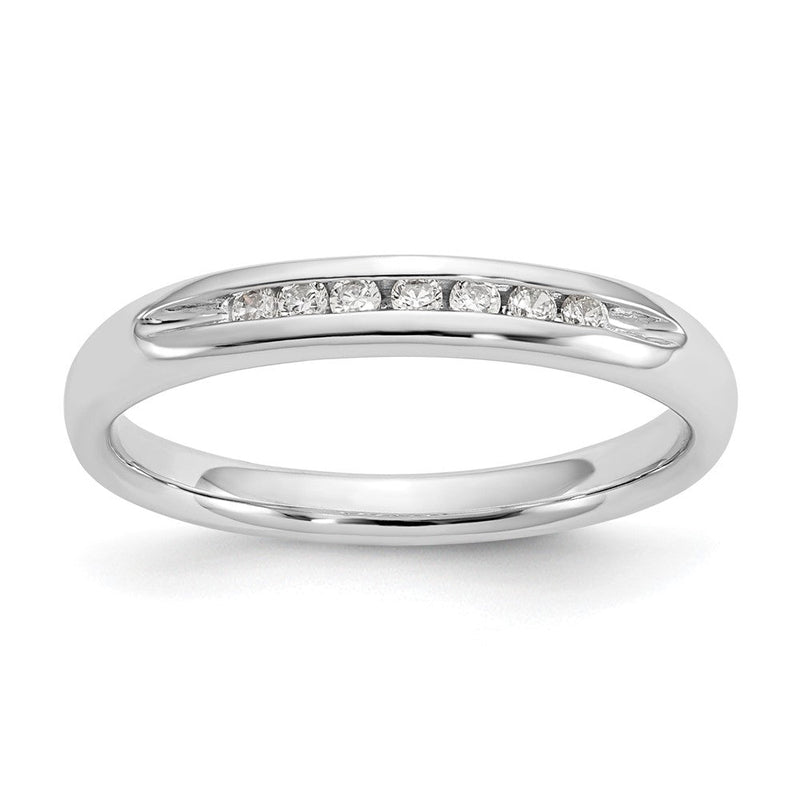 14K Weißgold Ehering mit 7 Diamanten in Kanalfassung