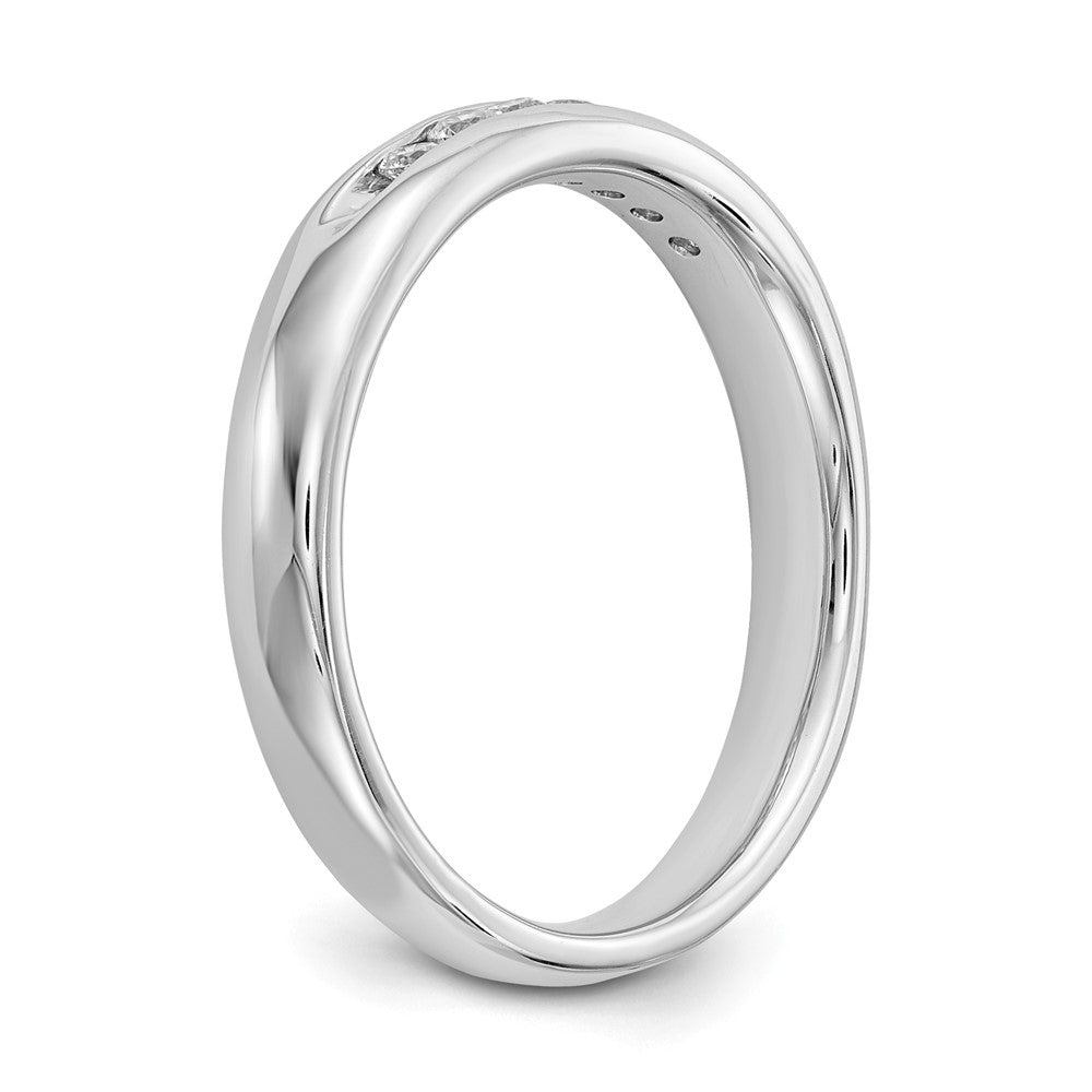 14K Weißgold Ehering mit 7 kanalgefassten Diamanten