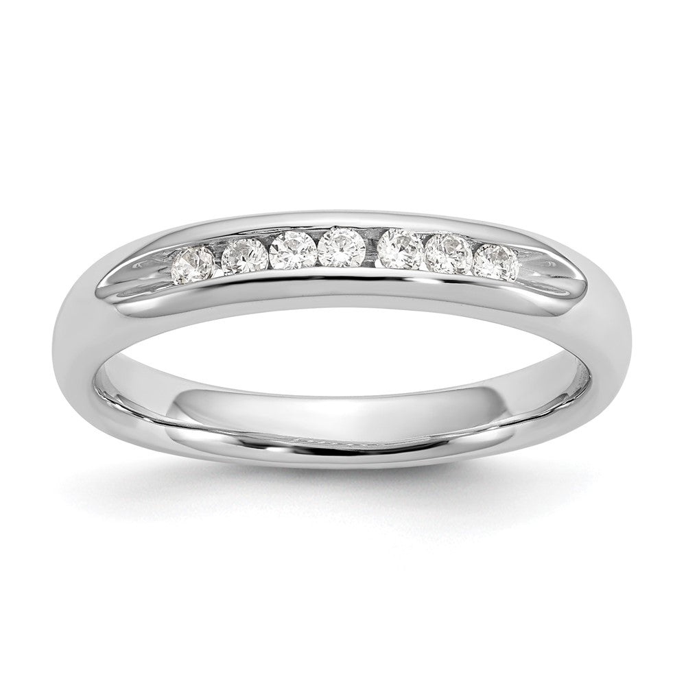14K Weißgold Ehering mit 7 kanalgefassten Diamanten