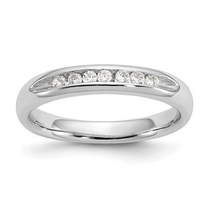 14K Weißgold Ehering mit 7 kanalgefassten Diamanten