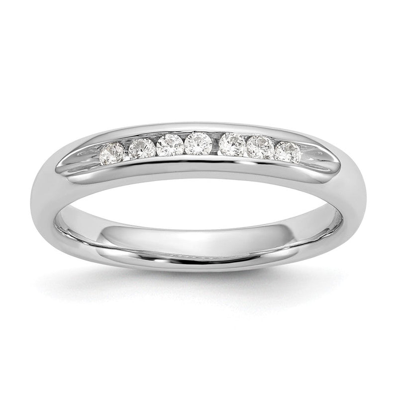 14K Weißgold Ehering mit 7 kanalgefassten Diamanten