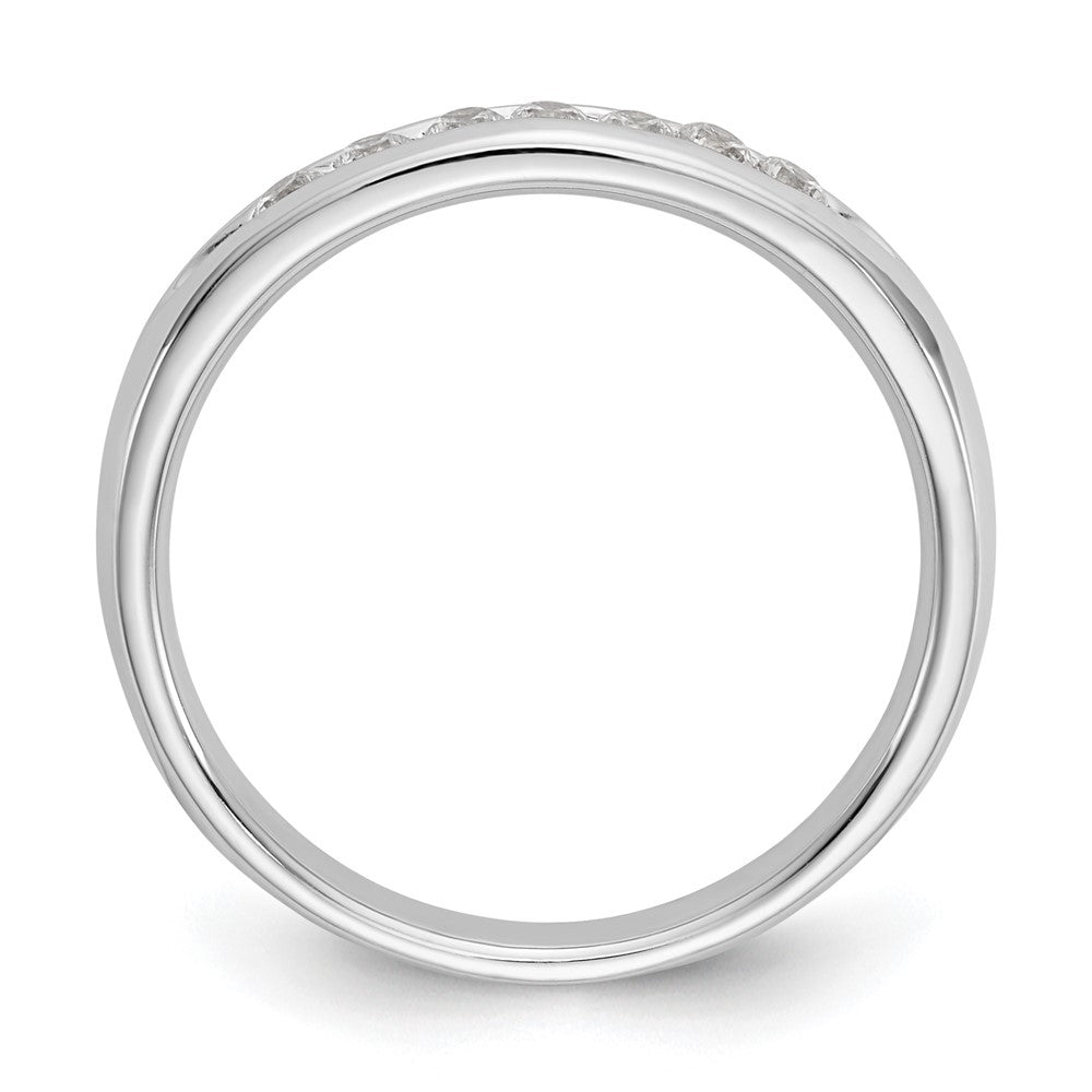 14K Weißgold Ehering mit 7 Diamanten in Kanalfassung