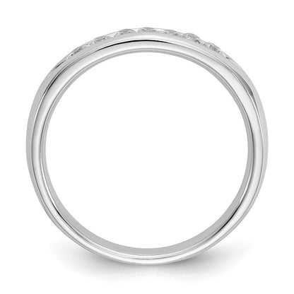 14K Weißgold Ehering mit 7 Diamanten in Kanalfassung