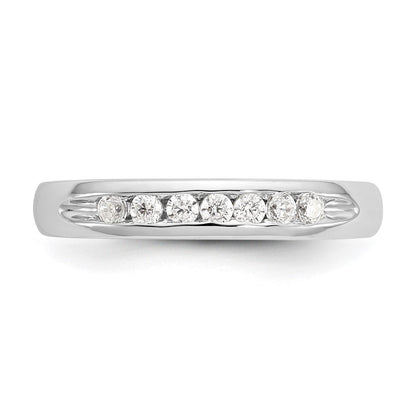 14K Weißgold Ehering mit 7 Diamanten in Kanalfassung