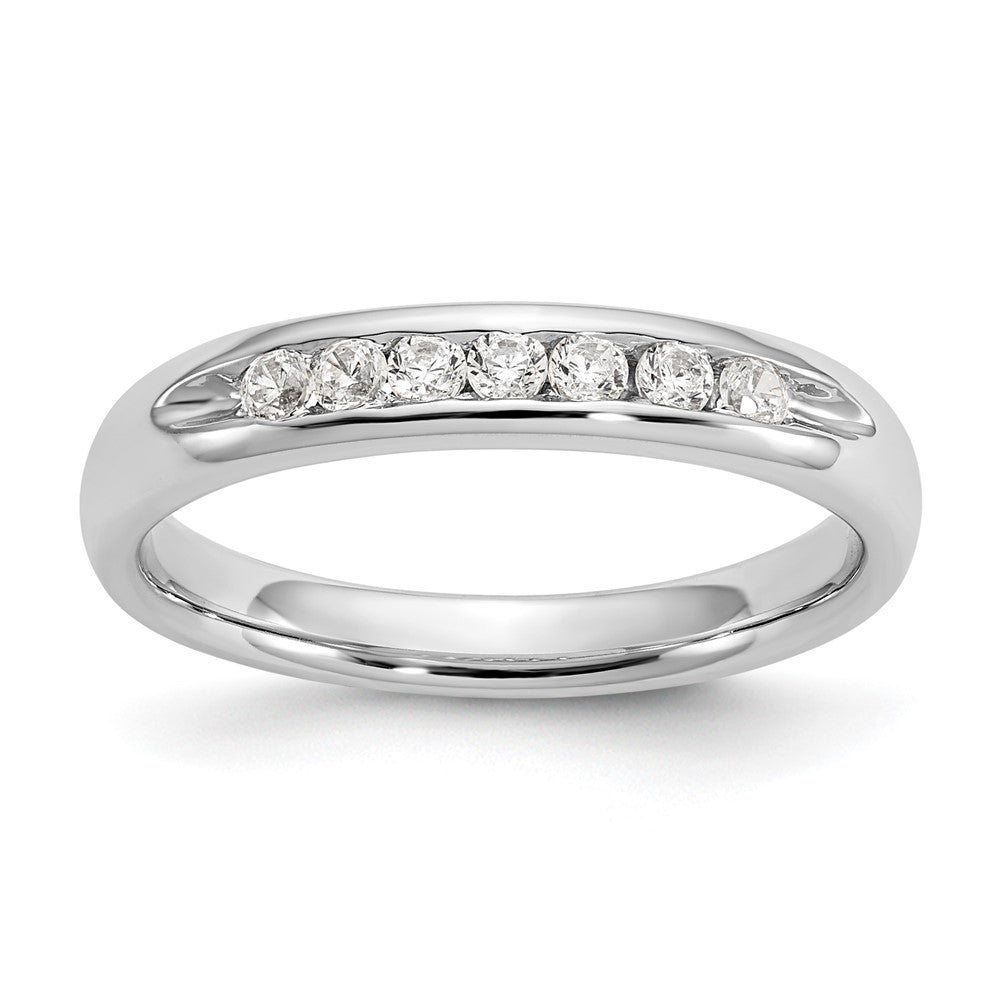 14K Weißgold Ehering mit 7 Diamanten in Kanalfassung