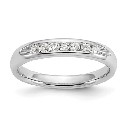 14K Weißgold Ehering mit 7 Diamanten in Kanalfassung