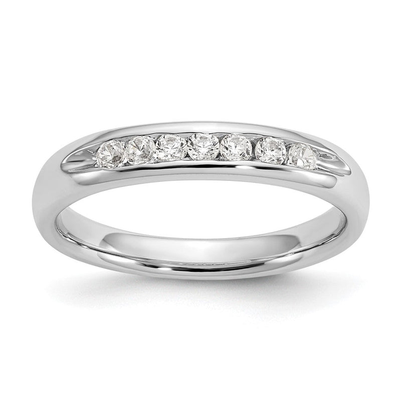14K Weißgold Ehering mit 7 Diamanten in Kanalfassung