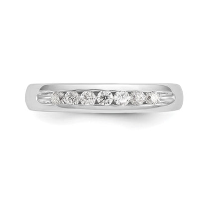 14K Weißgold Ehering mit 7 Diamanten in Kanalfassung