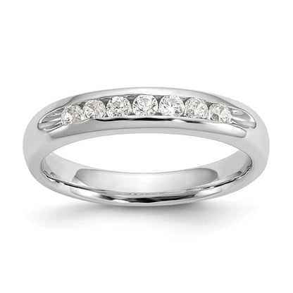 14K Weißgold Ehering mit 7 Diamanten in Kanalfassung