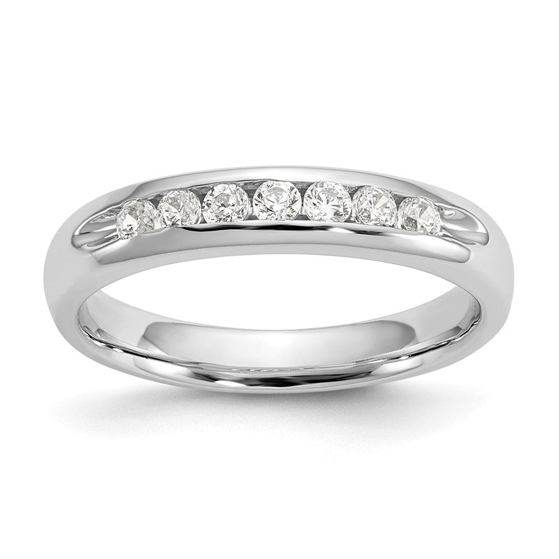 14K Weißgold Ehering mit 7 Diamanten in Kanalfassung